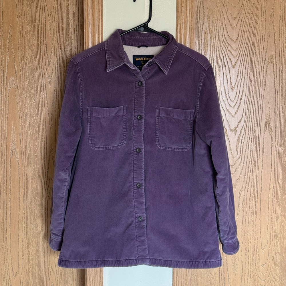 Woolrich Purple Button-Up Corduroy Shacket